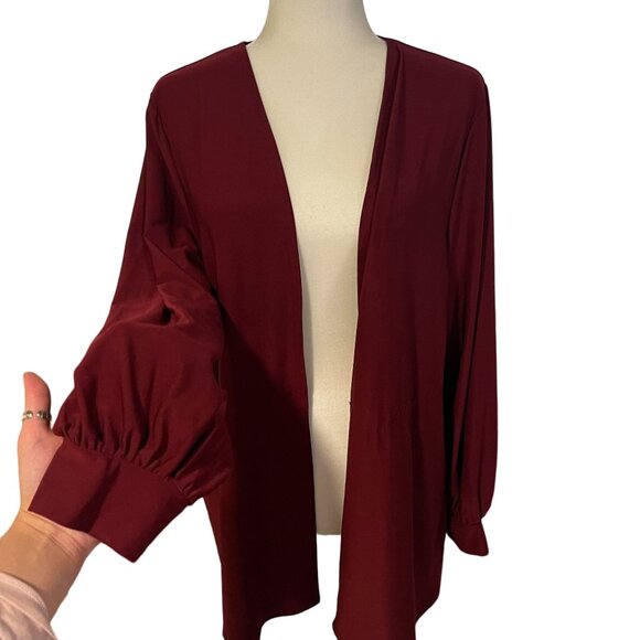 Wrapper Women’s Open Front Lightweight Cardigan – Burgundy, Size XL - Picture 2 of 4